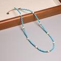 Minimalist Natural Abacus Blue Turquoise Beaded Pearl Charm Necklace for Women Men Boho Healing Stone Energy Choker Necklace