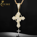 In Stock With Certificate Iced Out Jewelry 925 Pure Silver Moissanite Pray Hand Cross Pendant Necklace for Men
