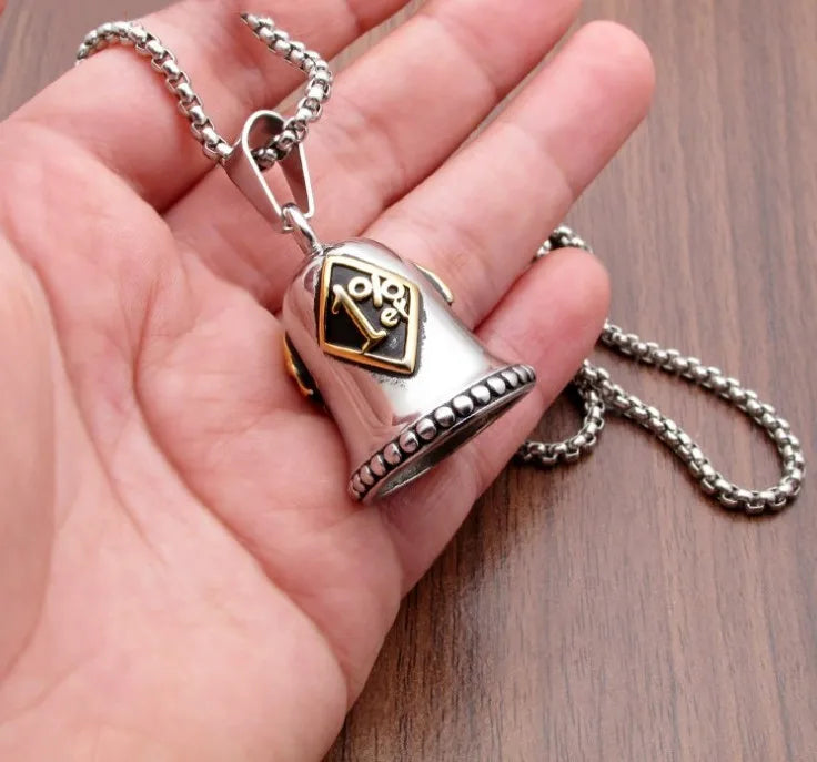 Good Luck Skull Gremlin 1 Er Guardian Bell Gold 1 Er Guardian Bell Gift 1%er Bicycle Bell I Love My Bike Necklace