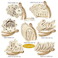 Factory Supply 10pcs Wooden Pendant Ramadan Ornament Kareem Moon Star Hanging Decoration for Muslim Islam Festive Home Room