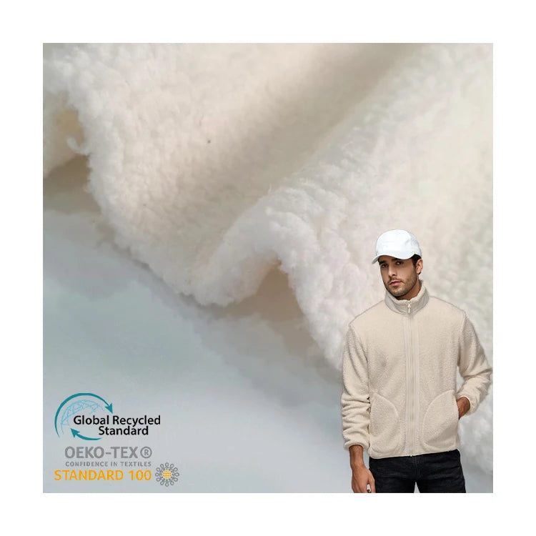 Winter Cream Solid Color Soft Blanket Cotton Fleece Warm Keeping Thick Knitting Double Side 100% Polyester Sherpa Fleece Fabric