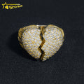 Hot Selling Broken Heart Hip Hop Rapper 925 Sterling Silver Iced Out Diamond Moissanite Ring for Men