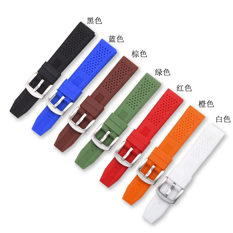 Solid color breathable silicone strap 16/18/20/22mm for Samsung S4 sports waterproof smart quick release strap