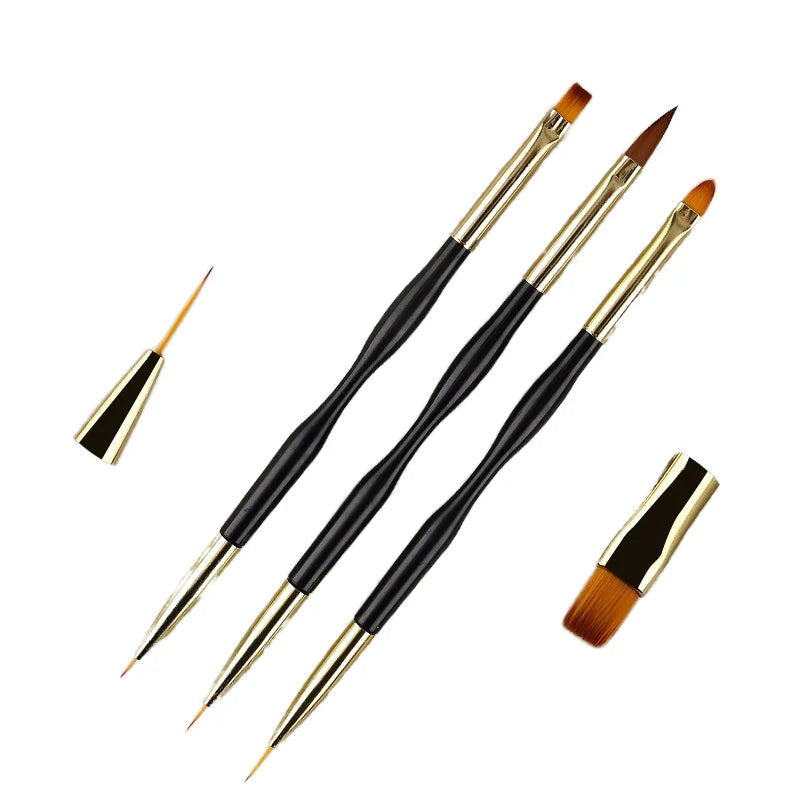 Professional Multifunction Nail Art Liner Brush Double Head Gel Acrylic Nail Brushes for Detailer Painting Stripes Drawing Pen
