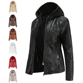 Europe and the United States Cross-border Hooded Leather Jacket Two-piece Set Detachable Large Size Leather Jackets