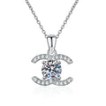 Fine Jewelry Fashion Letter C 1ct Moissanite Pendant Necklace 925 Sterling Silver Moissanite Diamond Necklace for Women