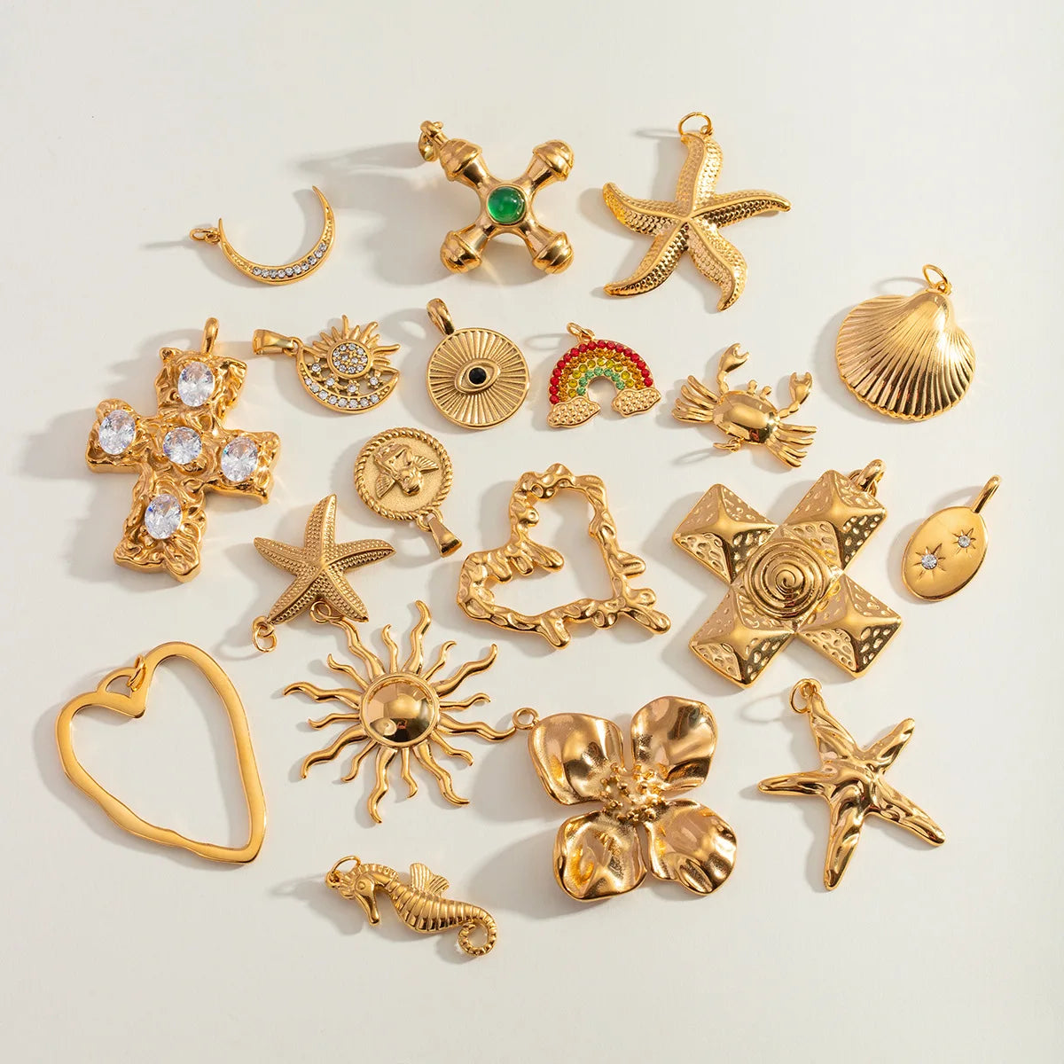Waterproof Stainless Steel 18k Gold Plated Accessories Love Heart Cross Zircon Diy Pendant Charms Fashion Jewelry Necklaces