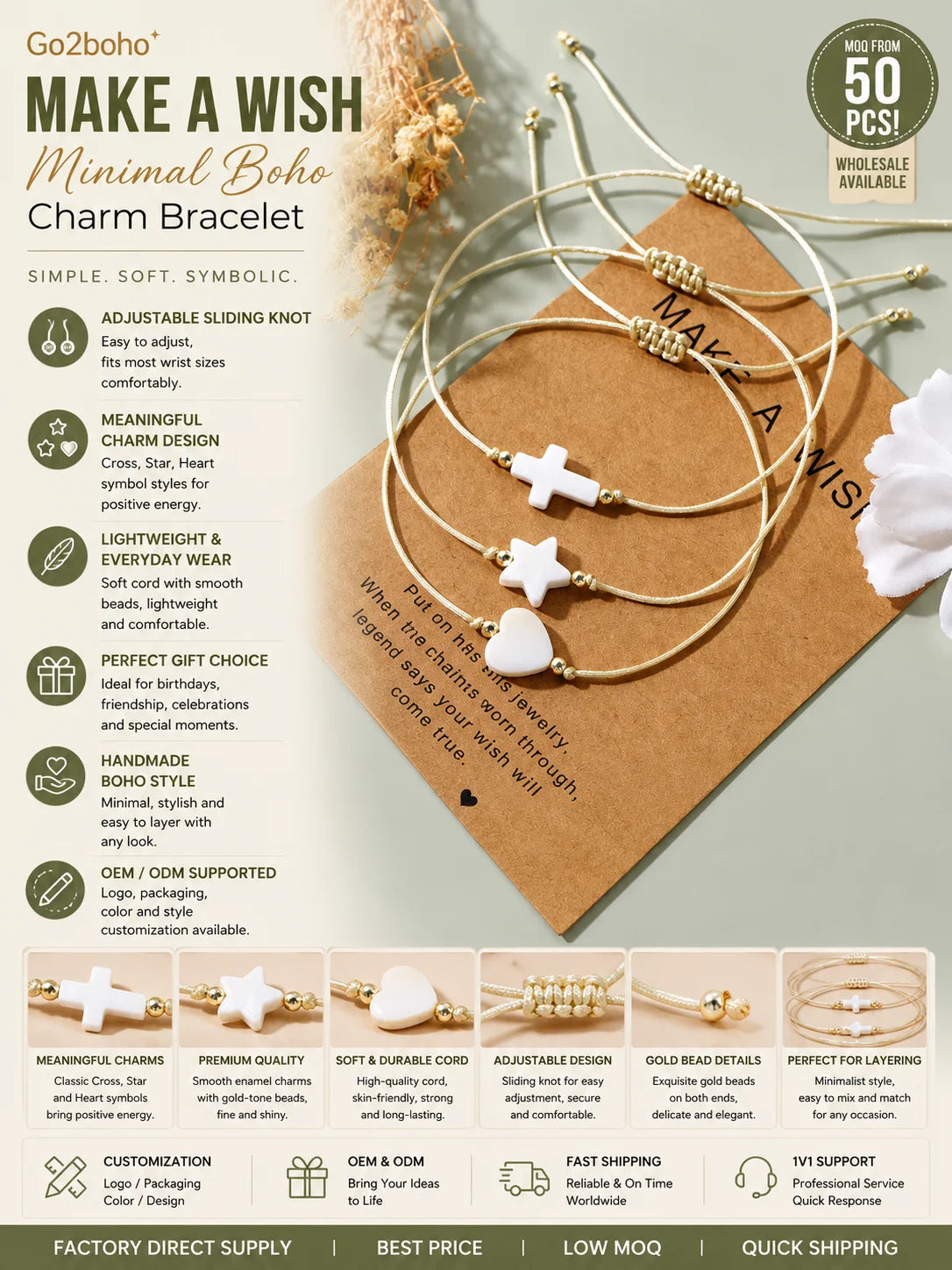 Go2boho 3 PCS Fashion Jewelry Set Summer Beach Design Lucky Chain Boho Handmade Shell Beads Bracelets for Women