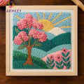 Embroidery Punch Needle Kit All Materials Included Fashion Square Sewing Set 25x25cm with Cheap Price