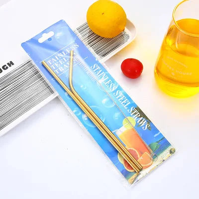 Portable Drinking Reusable 8.5 Inch Customized Logo 18/8 Stainless Steel Metal Straw