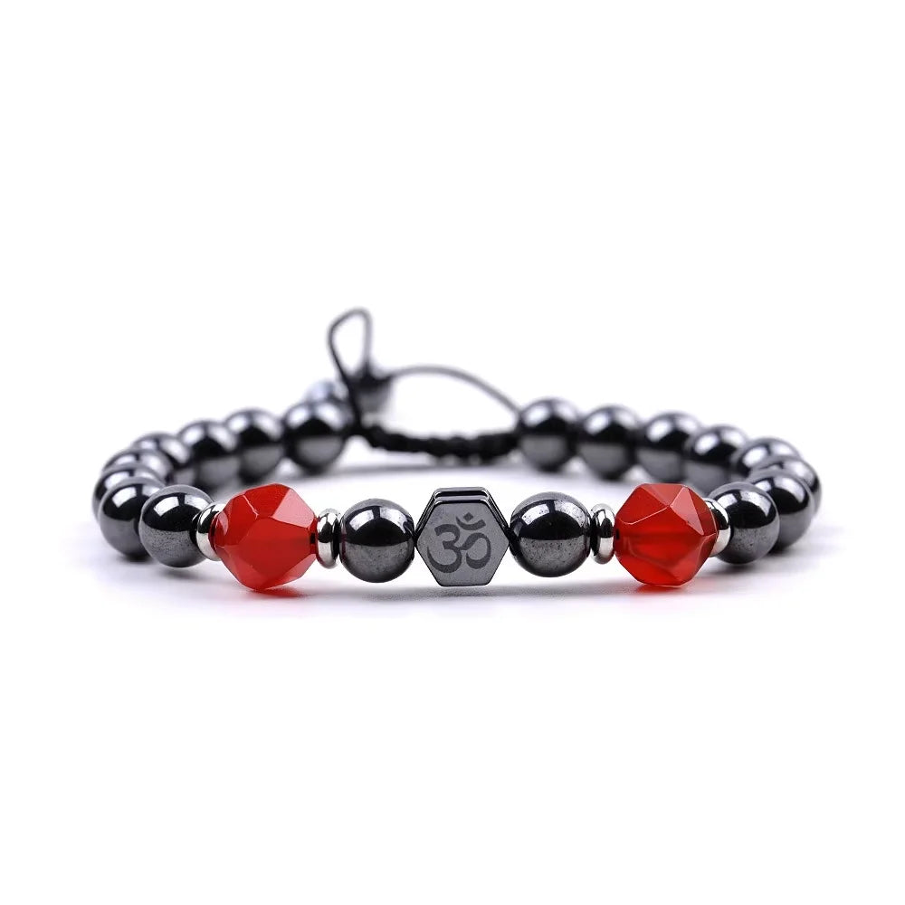 8mm Natural Hematite Stone Bracelet for Men Women Healing Crystals Bracelet Yoga Stone Bead Positive Energy Bead Bracelet Unisex