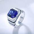 Fine Ring for Men Father's Day Gift Lab Grown Sapphire 9k White Gold Jewelry Ring