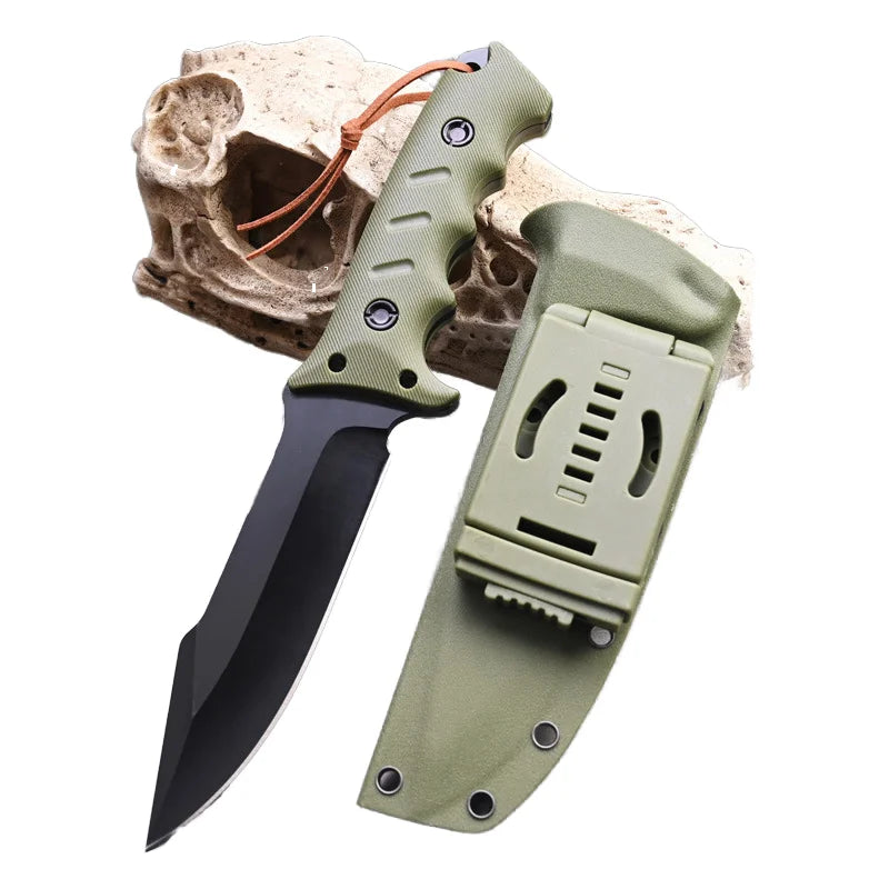 Hot Selling Portable Outdoor Tactical EDC Stainless Steel Fixed Blade Hunting Pocket Knife with Sheath