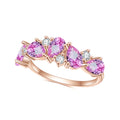 OL0932 Abiding Jewelry Good Selling 4x6mm Pear Cut Lab Pink Sapphire Rose Gold Plated 925 Silver Sterling Couple Wedding Rings