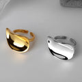 Simple and Exaggerated 925 Sterling Silver Irregular Smooth Ring Female Cool Wind Open Index Finger Ring