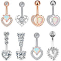 Stylish Stainless Steel Zircon Perforated Heart Belly Body Jewelry Navel Ring Belly Button