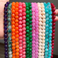 Wholesale Faceted Chalcedony Jades Stone Beads in Red/Pink/Green/Blue/Purple/White 4/6/8/10/12MM for Jewelry Making
