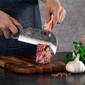 Kitchen Cutting Chef Knife Hunting Serapian Hammered Blade Hole Leather Sheath Camp Knife Chef Butcher Knife