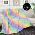Family Use Home Blankets Rainbow Luminous Unicorns Pattern Cozy Fleece Soft Plush Flannel Blanket Glow in the Dark