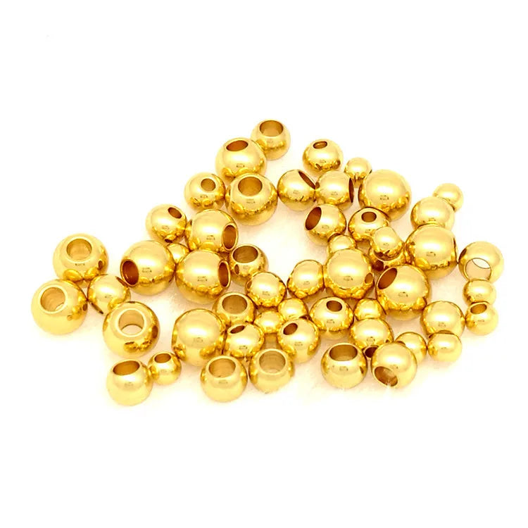 Smooth Faces 2/3/4/5/6mm Round Loose Jewelry Making Findings Ball Stainless Steel Large Hole Spacer Beads Balls for Jewelry