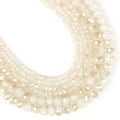 White Crystal Glass Beads Half Plating Strand Faceted Flat Porcelain Rondelle Beads for Jewelry Making Loose Nature Crystal