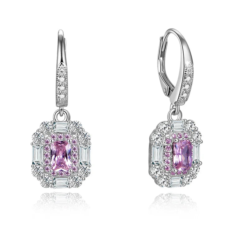 Newest Luxury Women Earrings 925 Sterling Silver Rhodium Rose Gold Plating Trendy France Lock Leverback Diamond Best Collection
