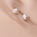 8MM Solid 925 Sterling Silver Irregular Fresh Water Pearl Stud Earrings for Girls Gifts Jewelry