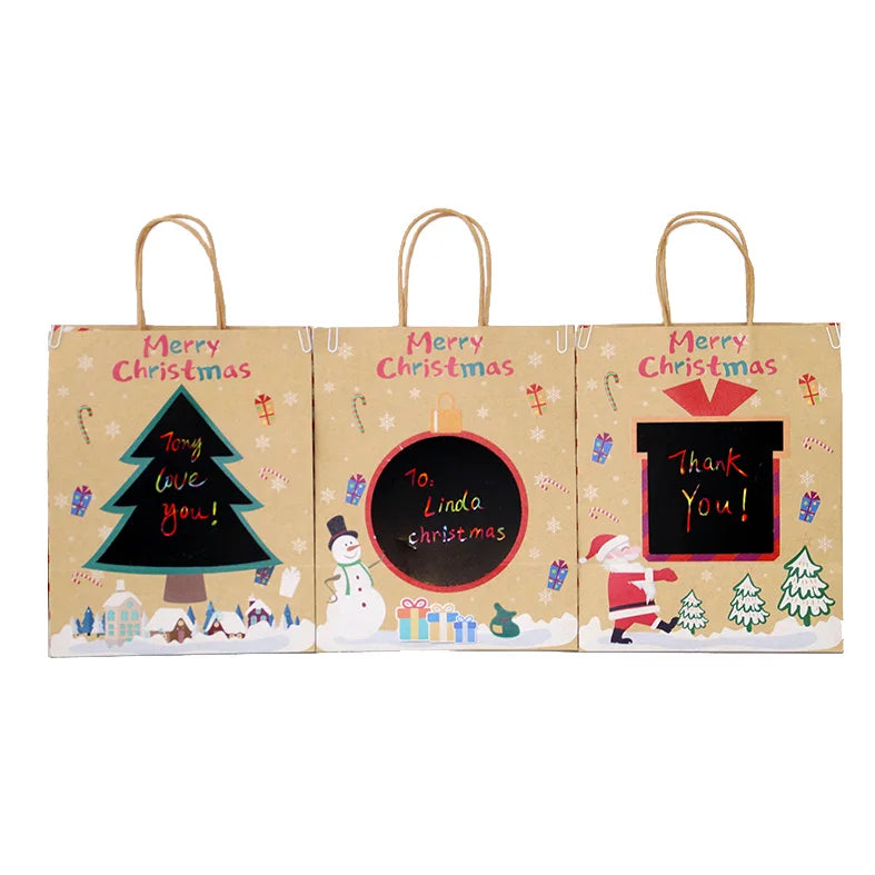 Classic Variety Kraft Gift Bags Bulk Christmas Paper Bags- Good for Xmas Party Favors Goody Gift Bags