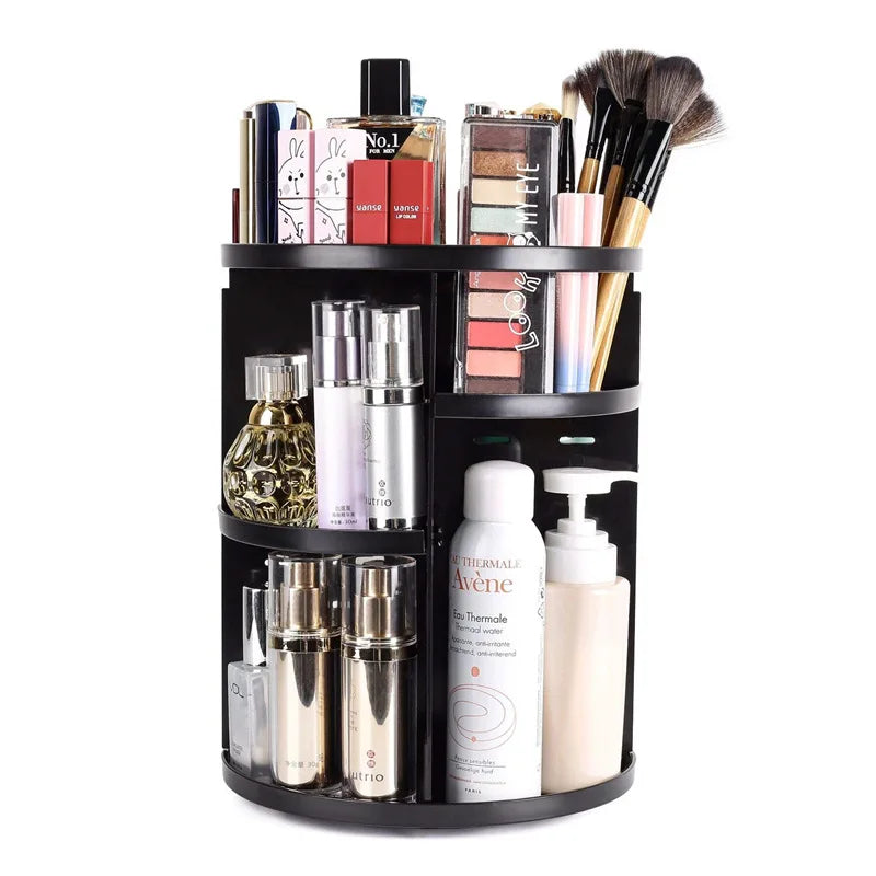 Wholesale Plastic Make up Holder Storage Rack Cosmetic Box 360 Degree Rotating Adjustable Makeup Organizer