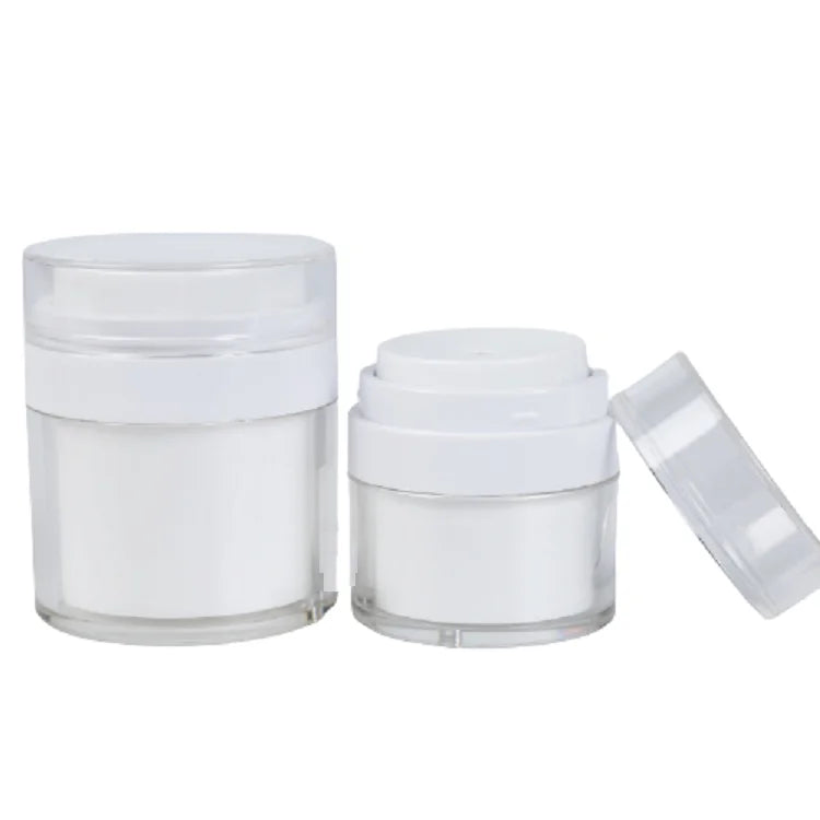 15g 30g 50g White Acrylic Airless Pump Jars Empty Cosmetic Facial Lotion Makeup BB Foundation Vacuum Packaging Bottle Container