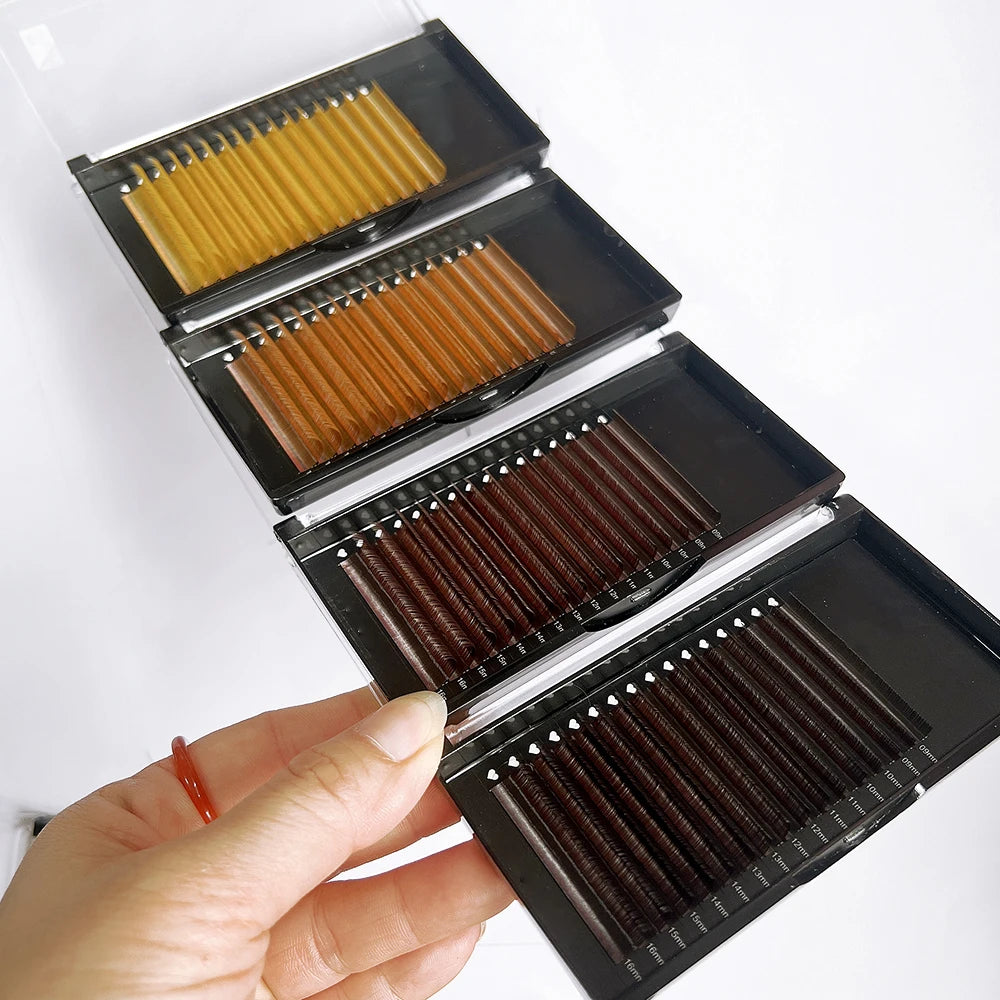 Private Label 0.03 Brown Lash Trays Color Colored Eyelash Extensions Matte Velvet Cashmere Dark Light Brown Lash Extensions