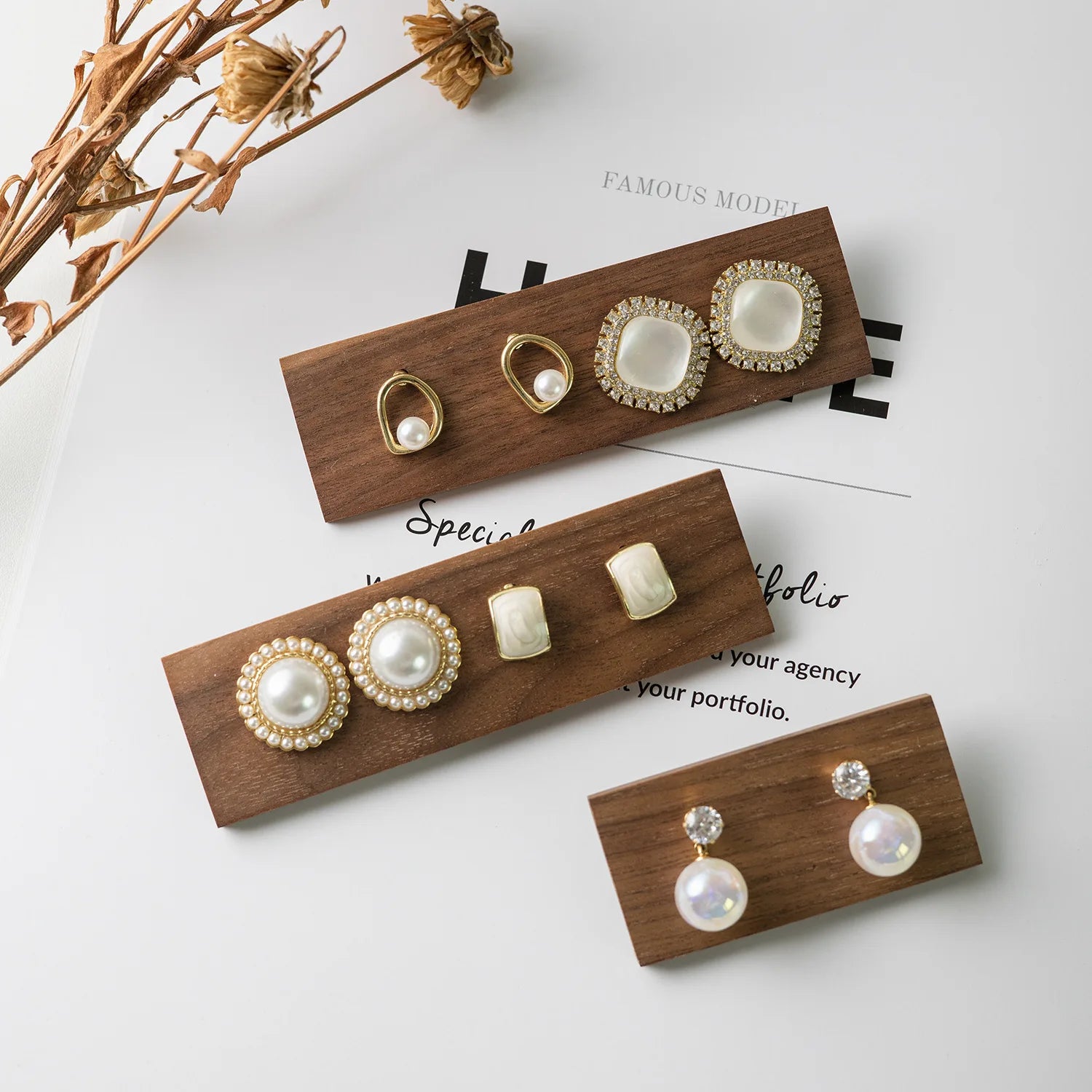 Solid Wood and Acrylic Earring Photo Props for Creative Photography for Board Background Decoration-Household Sundries
