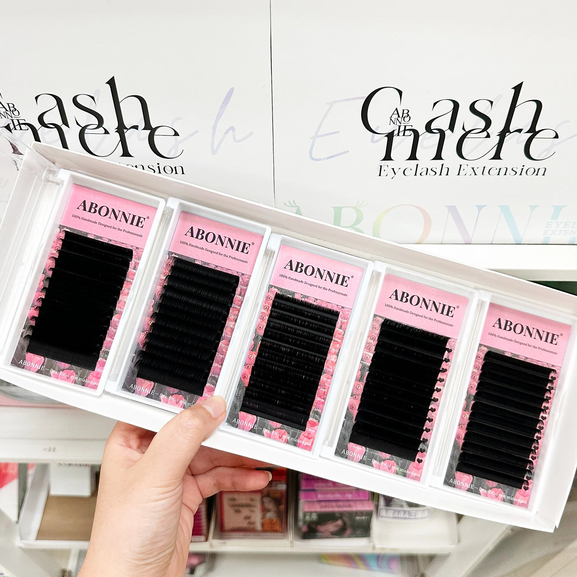 Abonnie Mega Volume 0.03 05 07 Dark Matte Soft Easy Fan Light Weight Lash J C Cc D Dd L M Cashmere Easy Fan Lash Extension Trays