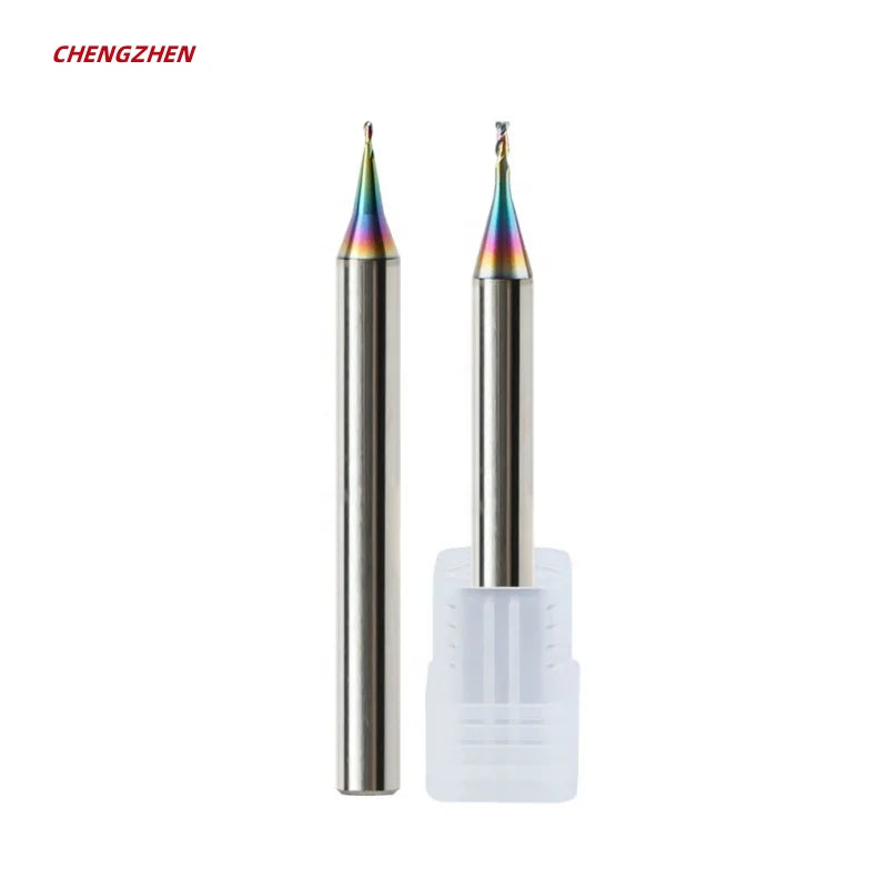 HRC55 Carbide Micro Ball Nose End Mill - 2-Flute Nano Coated Long Neck - Precision CNC Tool for Watch Industry RoHS