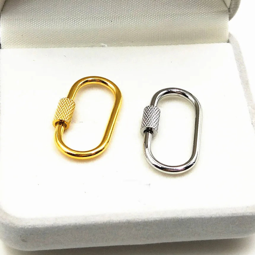 Stainless Steel Oval Carabiner Lock Jewelry Accessories Buckle Diy Pendant Hanging Chain Screw Buckle Clasps