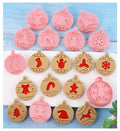 Besafe 3D Plastic Mini Cookie Chocolate Jam Stamps Embossing Round Christmas Shapes Fondant Cookie Cutters for Kids