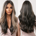 Japan Fiber Synthetic Mixed Black Blonde Hair Wig Ombre Long Wavy Lace Front Wigs Heat Resistant Wig for Black Women Afro