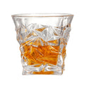 Wholesale 300 ml irregular DIA carved crystal transparent custom whiskey glass tumbler hotel restaurant water glass