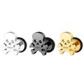 Hallowmas Gifts skeleton Jewelry Wholesale Chunky Hypoallergenic PVD Gold Stainless Steel Skull Stud Earrings for Men Women