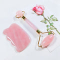 HZ Rose Quartz Facial Jade Massage Roller Anti Aging Facial Roller Rose Quartz Roller Guasha Set Package Box and Pouch