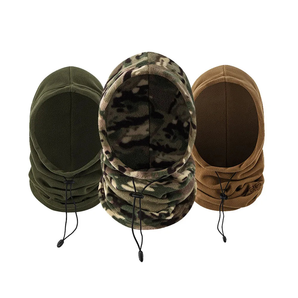 2024 Men's Thermal Polar Fleece Balaclava Neck Hood Windproof Winter Cagoule with Camouflage Ski Face Mask Keep Warm for Sports