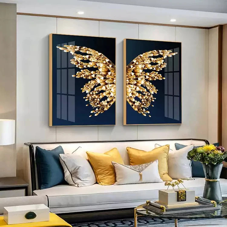 Nordic Golden Butterfly Gilt Picture Wall Poster Aisle Living Room Bedroom Decoration Modern Print Painting Art Style Canvas