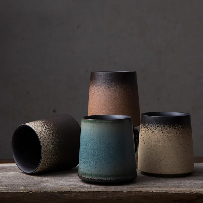 High Quality Frosted Gradient Ceramic Cup Japanese Retro Art Ceramic Cup