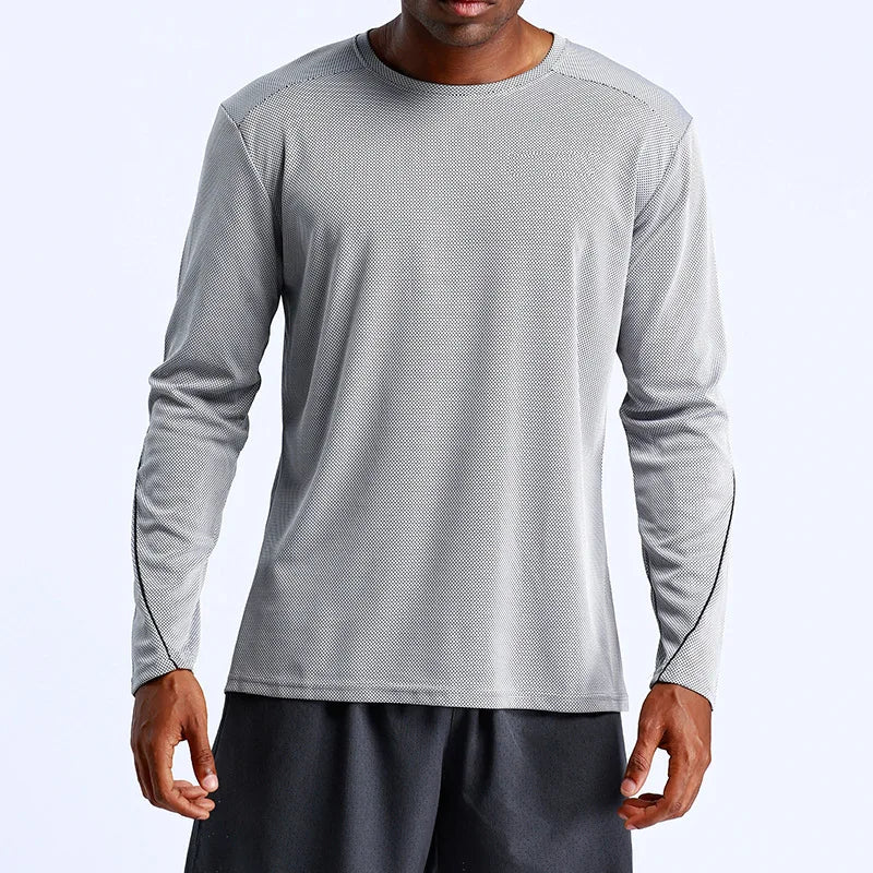 Men's Custom Logo Long Sleeve Shirt Breathable Quick Dry T-Shirt with Loose Fit