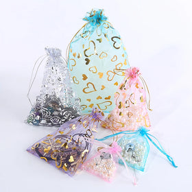 Wholesale Royal Blue Custom Organza Drawstring Pouches Dressing Case Gift Bags Packaging Materials