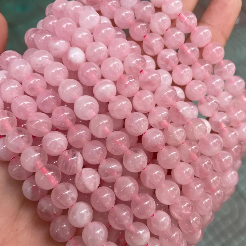 Wholesale 6/8/10/12mm Round Loose Natural Stone Madagascar Pink Rose Quartz Beads for Jewelry Making