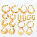 18K  PVD Gold Plated Waterproof No Fade  Light Weight Chunky Statement Hollow Stainless Steel Fashion Jewelry Hoop Earring