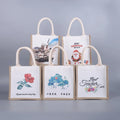 Wholesale Custom Print Standard Size Eco Organic Natural Souvenir Luxury Wedding Laminated Jute Fabric Tote Bag for Gifts