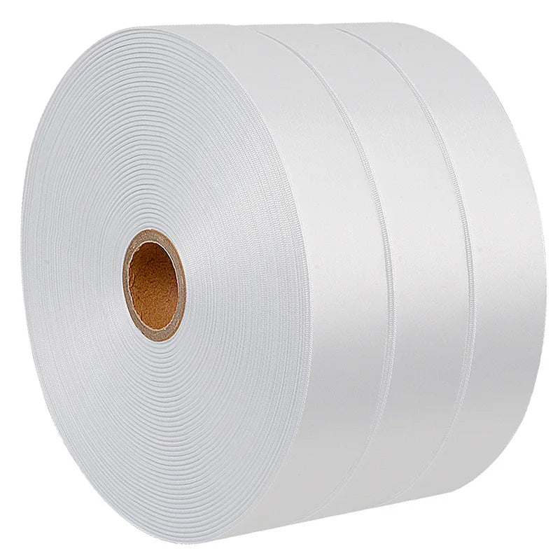 Polyester Single/double Faced White Color Satin Ribbon Tape Roll