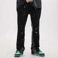 Custom Men's Sweatpants Graffiti Style Wide Leg Flared Trouser Mid Waist 100% Cotton Casual Slacks